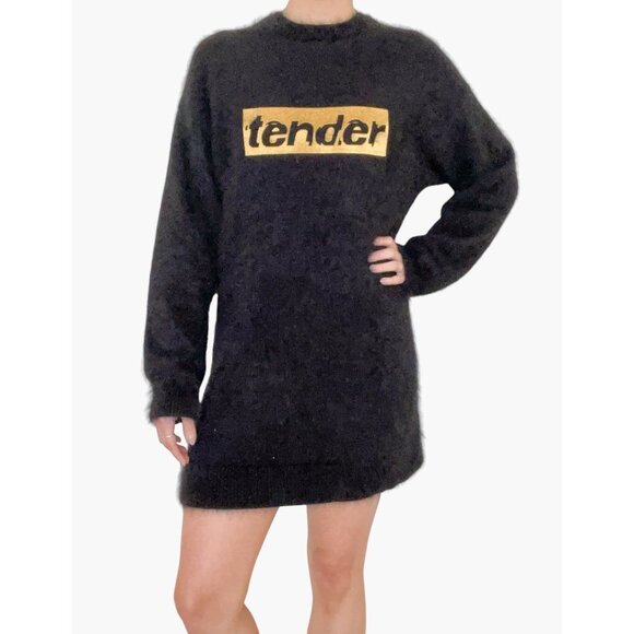 Alexander Wang Sweaters - Alexander Wang Tender Jumper XS Black Embroidered Mini Dress Sweater Extra Small
